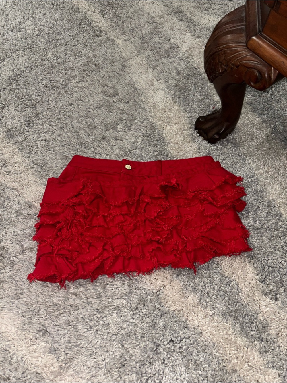 Jacquemus Raphia Ruffled Red Mini Skirt - Women's Stylish Layered Design
